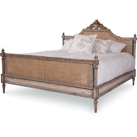 Monarch Traditional King Bed with Removable Pediment