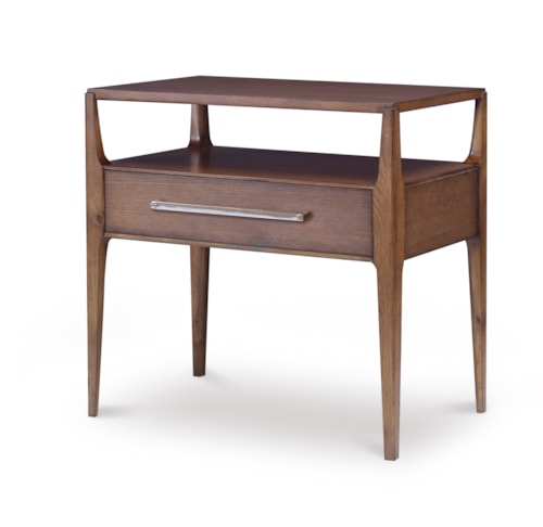 Mid-Century Modern Nightstand with Open Shelf