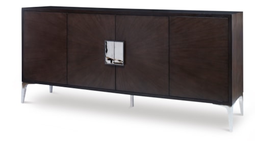 Contemporary 4-Door Credenza with Metal Accents