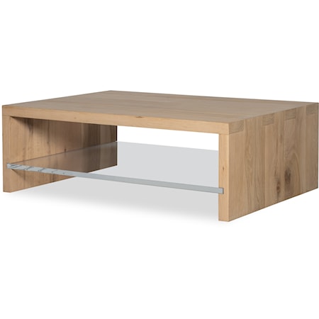 Open Sky Contemporary Cocktail Table with Acrylic Shelf - Natural