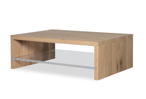 Open Sky Contemporary Cocktail Table with Acrylic Shelf - Natural
