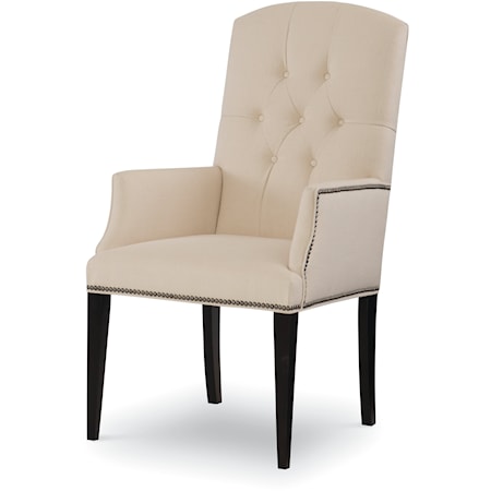 Lorne Transitional Tufted Upholstered Arm Chair with Tapered Legs