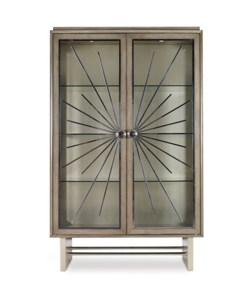Contemporary Sunburst Display Cabinet with Adjustable Shelves