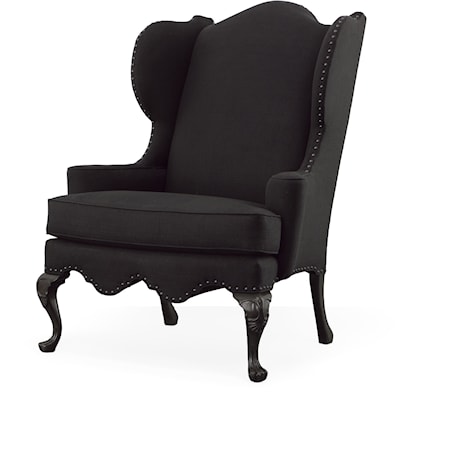 Traditional Wing Back Chair with Clawfoot Legs and Camel-Back