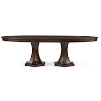 Transitional Double Pedestal Dining Table with Two 22" Apron Leaves