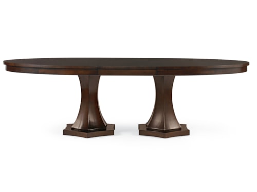 Transitional Double Pedestal Dining Table with Two 22" Apron Leaves