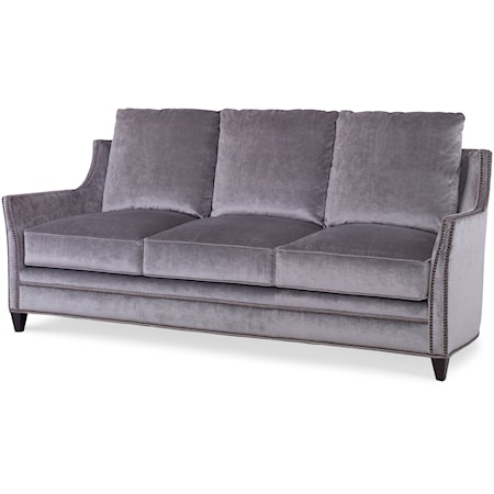 Transitional Sofa with Scooped Arms and Tapered Legs