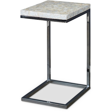 Contemporary Marble Top Pull-Up Side Table