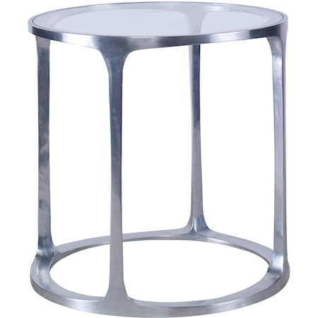 Contemporary Metal Chairside Table with Glass Top