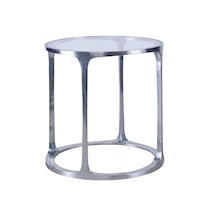 Contemporary Metal Chairside Table with Glass Top