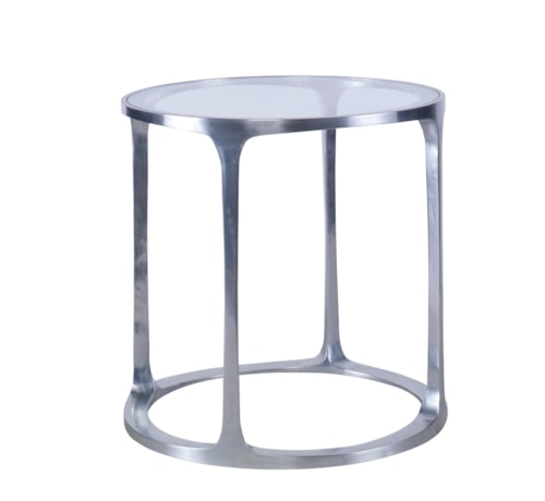 Contemporary Metal Chairside Table with Glass Top