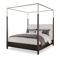 Contemporary Metal Mocha Canopy Poster Bed - King