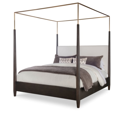 Contemporary Metal Mocha Canopy Poster Bed - King