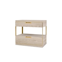 Contemporary 2-Drawer Nightstand with Gold Accents