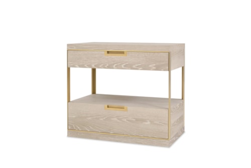 Contemporary 2-Drawer Nightstand with Gold Accents