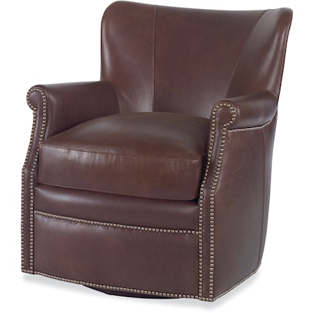 Prairie Transitional Leather Swivel Chair with Nailhead Trim
