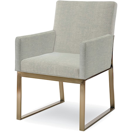 Iris Contemporary Upholstered Brass Arm Chair