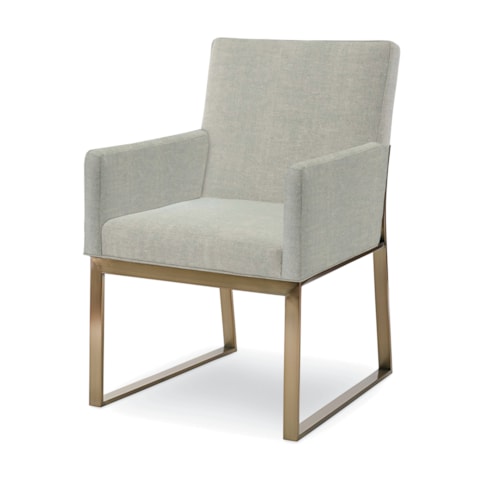 Iris Contemporary Upholstered Brass Arm Chair
