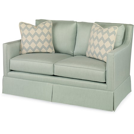 Contemporary Del Mar Skirted Love Seat with Slope Arms