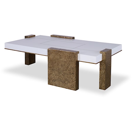 Kyra Contemporary Cocktail Table with Brass Inlay