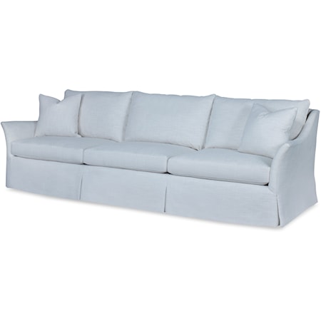 Transitional Large Skirted Sofa with Flared Track Arms