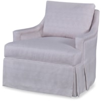 Transitional Skirted Swivel Chair with Weltless Cushions