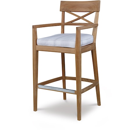 Coastal Outdoor Bar Stool with Cushion