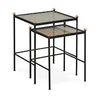 Transitional Tom-Tom Nesting Side Tables with Glass Tops
