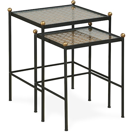 Transitional Tom-Tom Nesting Side Tables with Glass Tops