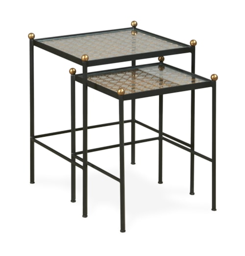 Transitional Tom-Tom Nesting Side Tables with Glass Tops