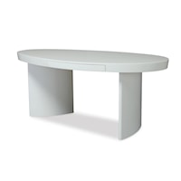 Contemporary Abstract Writing Desk with Pull-out Drawer - White