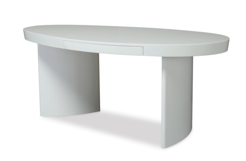 Contemporary Abstract Writing Desk with Pull-out Drawer - White