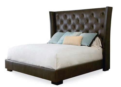 Crescent Contemporary King Upholstered Bed with Button Tufting