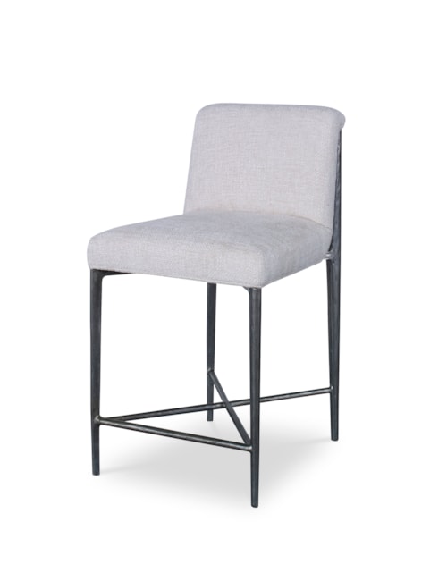 Mid-Century Modern Upholstered Counter Stool with Metal Legs
