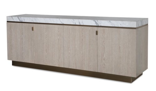 Contemporary 4-Door Storage Credenza - Sand