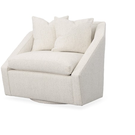 Contemporary Swivel Chair with Front-Sloped Arms