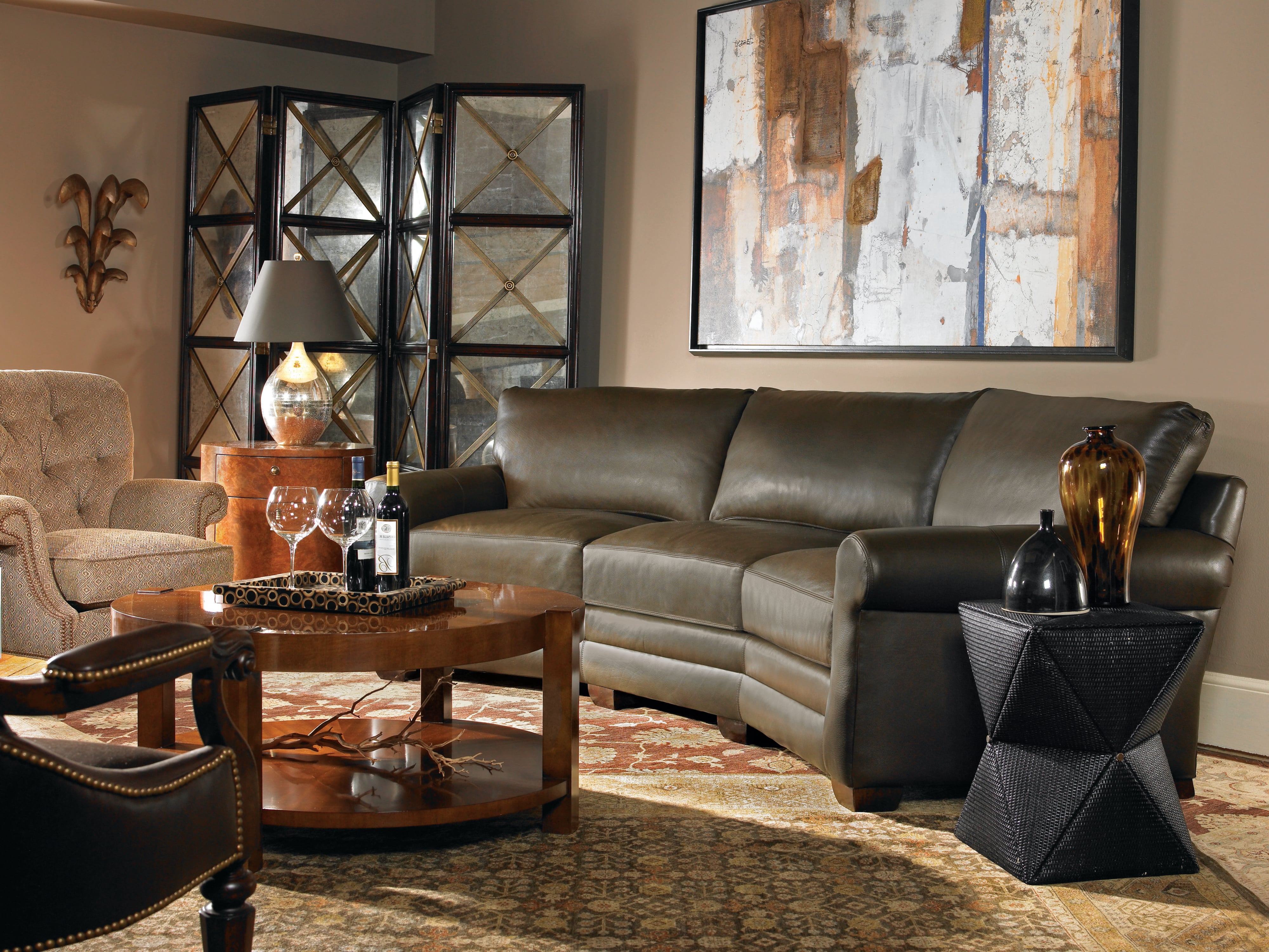 Century Leather Stone Leatherstone Wedge Sofa