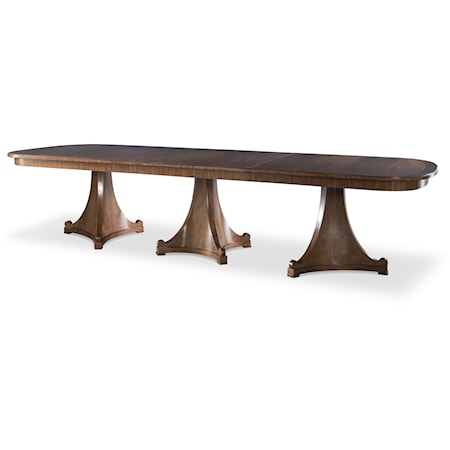 Transitional Dining Table with Pedestal Legs