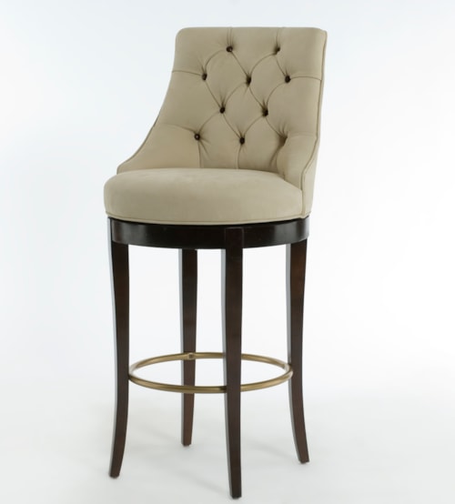 Linden Transitional Tufted Upholstered Swivel Bar Stool