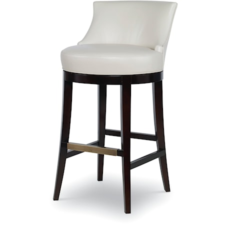 Myrcella Transitional Upholstered Swivel Barstool with Kick Plate