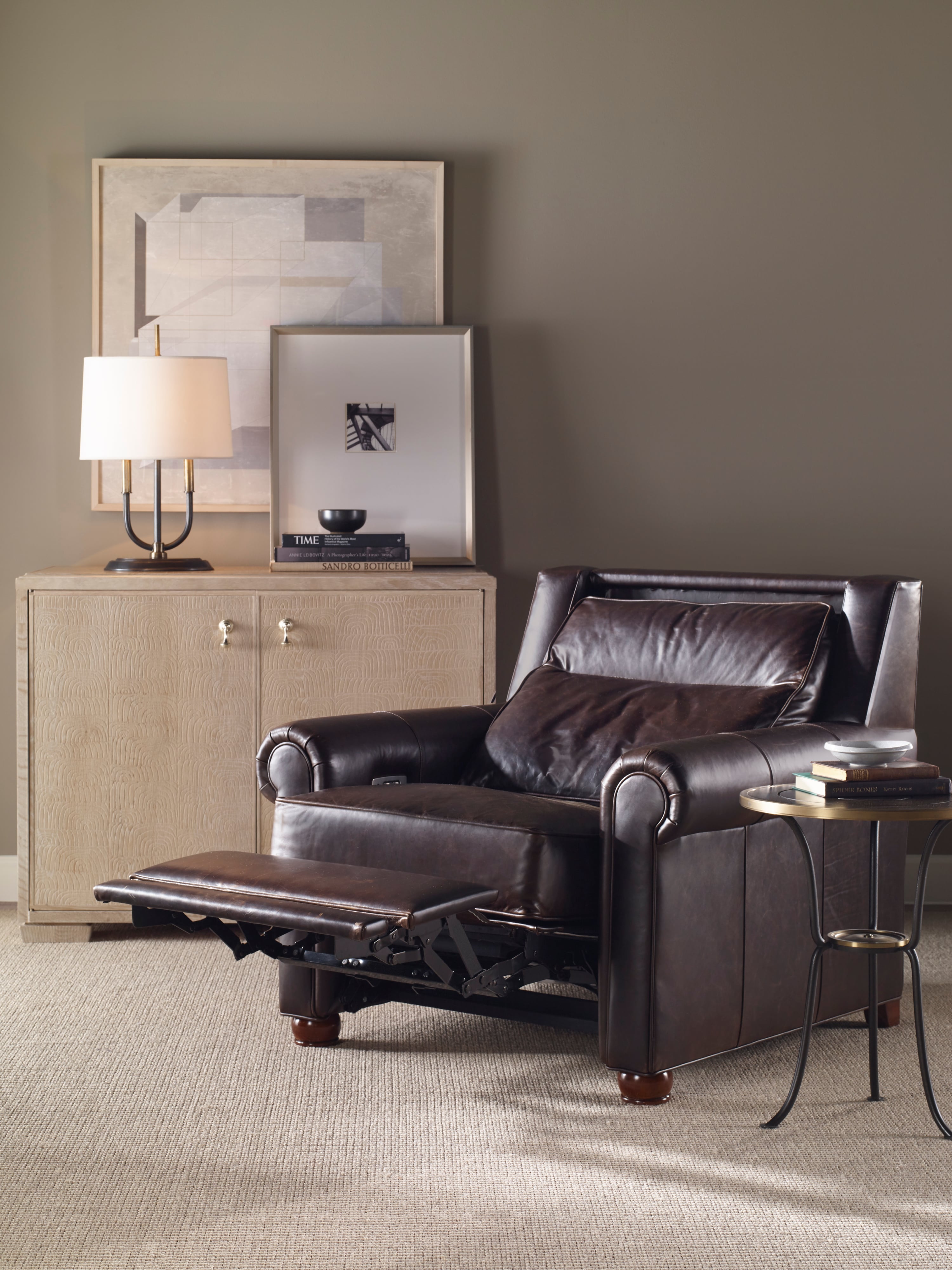 Century Leather Stone Recliner