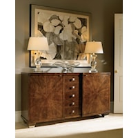 Transitional 5-Drawer Credenza with Adjustable Shelves