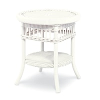 Mainland Wicker Side Table W/ Tempered Glass