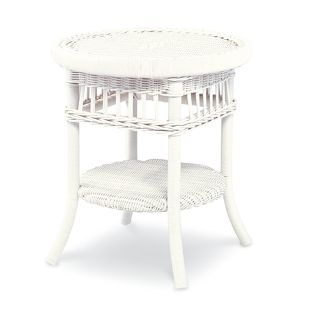 Outdoor Wicker Side Table W/ Tempered Glass