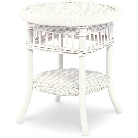 Outdoor Wicker Side Table W/ Tempered Glass
