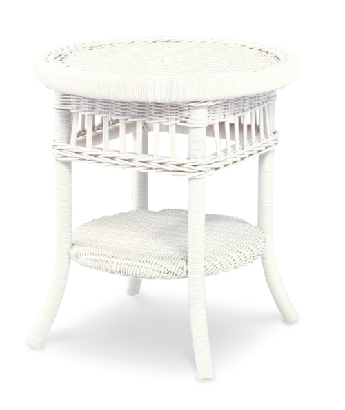 Mainland Wicker Side Table W/ Tempered Glass