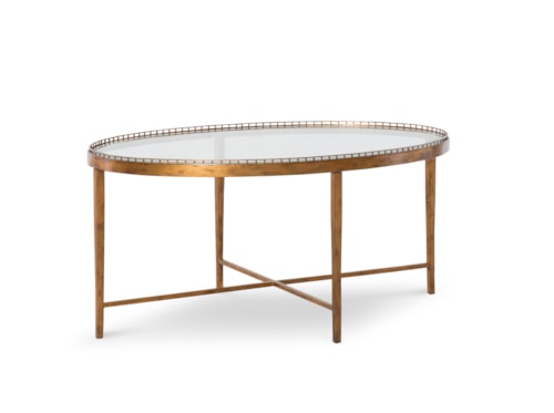 Logan Transitional Gold Leaf Metal Oval Cocktail Table