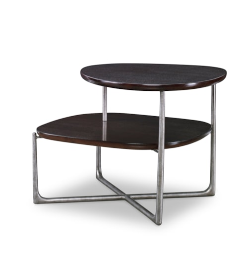 Mid-Century Modern Chairside End Table with Top Shelf