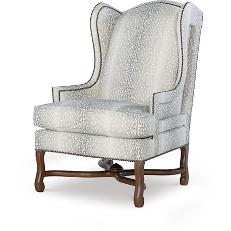 Traditional Wing Back Chair with Exposed Wood Legs