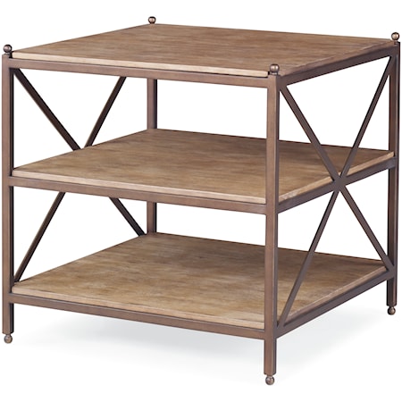 Transitional Chairside Table with Two Shelves